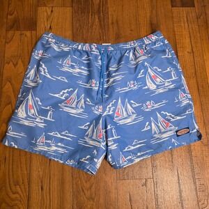 Vineyard Vines‎ XXL Swim Trunks Sailboat Print Blue Mens Swimsuit Shorts